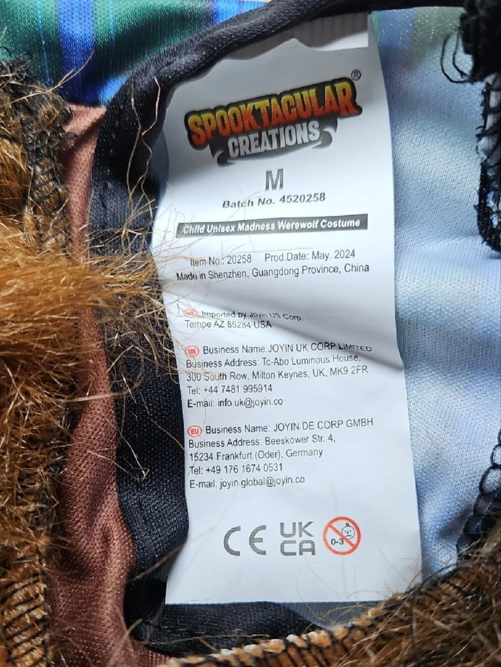 Kids Madness Werewolf Halloween Costume New Medium Unisex